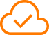 Orange cloud with a checkmark inside it.